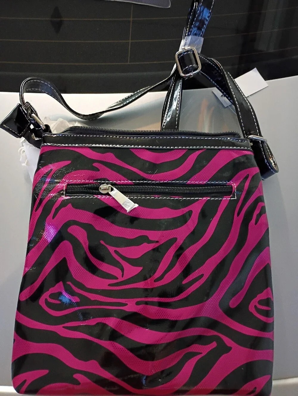 Black & Hot Pink Zebra Cross Accent Shoulder Bag - Fashion Statement